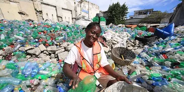 Image: Collected plastic bottles in Haiti