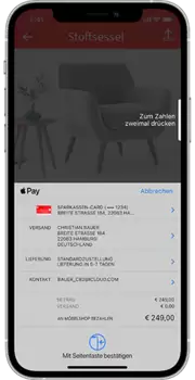 Screenshot: Checkout girocard mit Apple Pay Wallet